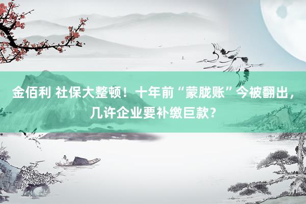 金佰利 社保大整顿！十年前“蒙胧账”今被翻出，几许企业要补缴巨款？