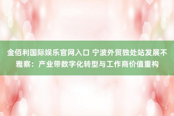 金佰利国际娱乐官网入口 宁波外贸独处站发展不雅察：产业带数字化转型与工作商价值重构