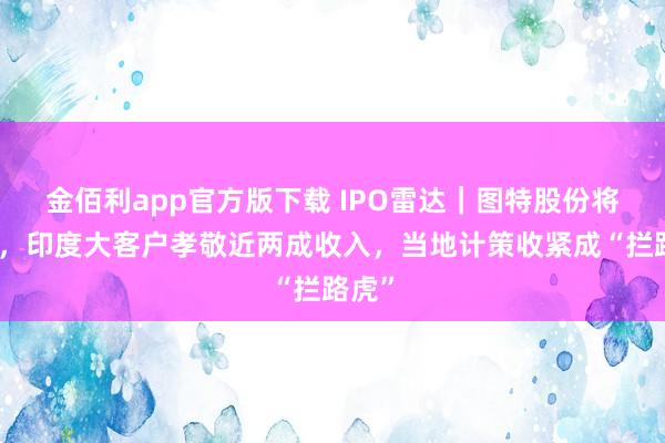 金佰利app官方版下载 IPO雷达｜图特股份将上会，印度大客户孝敬近两成收入，当地计策收紧成“拦路虎”