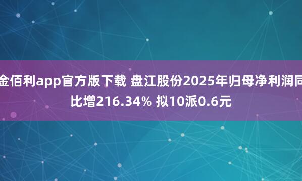 金佰利app官方版下载 盘江股份2025年归母净利润同比增216.34% 拟10派0.6元