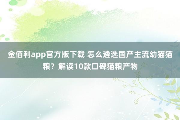 金佰利app官方版下载 怎么遴选国产主流幼猫猫粮？解读10款口碑猫粮产物