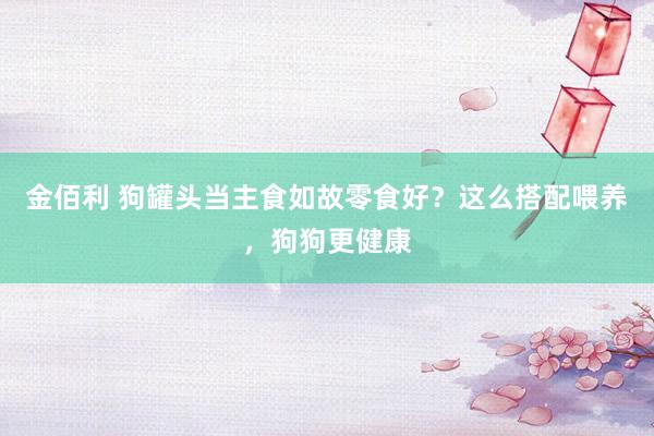 金佰利 狗罐头当主食如故零食好？这么搭配喂养，狗狗更健康