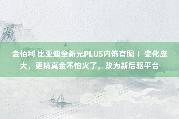 金佰利 比亚迪全新元PLUS内饰官图 ！变化庞大，更精真金不怕火了，改为新后驱平台