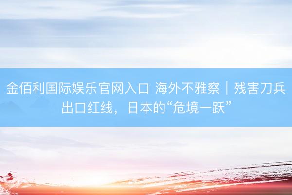 金佰利国际娱乐官网入口 海外不雅察｜残害刀兵出口红线，日本的“危境一跃”
